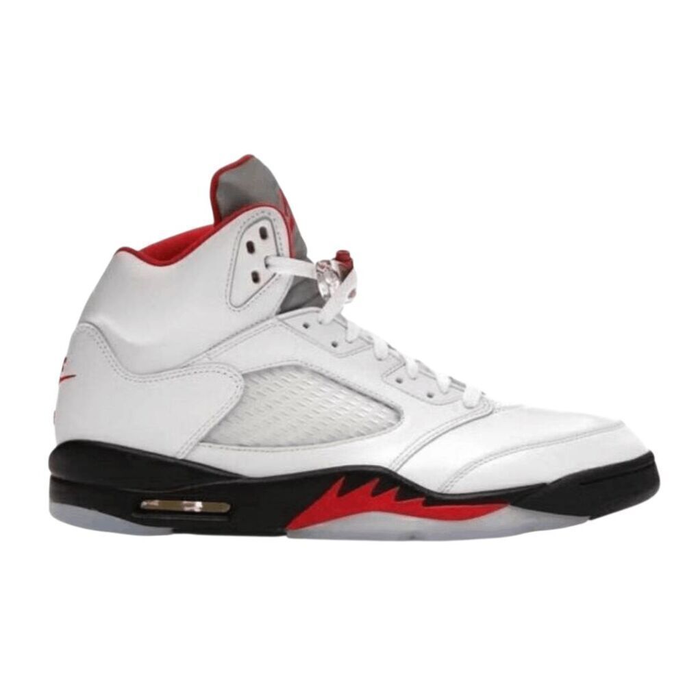 NIKE Air Jordan 5 Retro 'Fire Red Silver Tongue' Sneakers Size 8